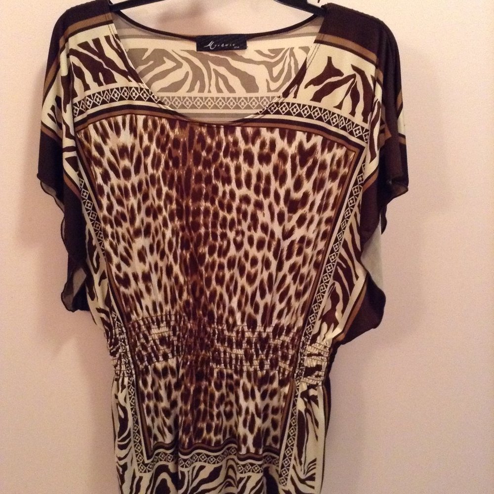 Brown animal print Monamie tunic size L
